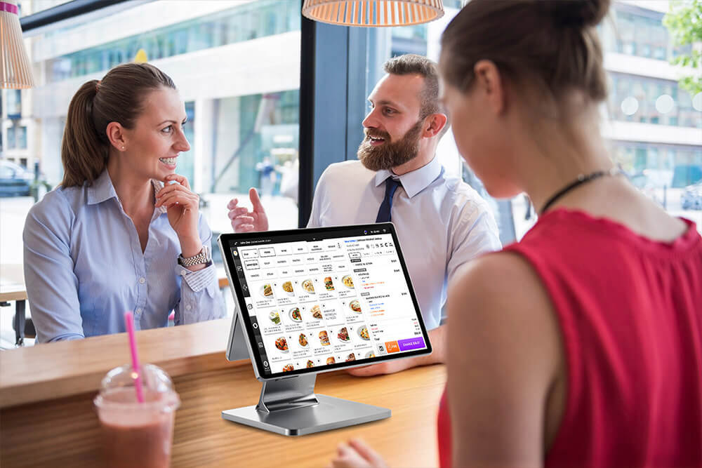 Point of Sale terminal showing a live menu grid